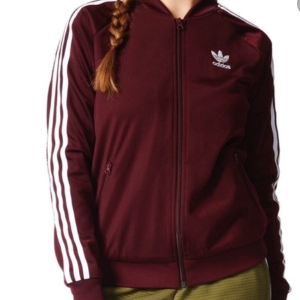 maroon adidas track jacket
